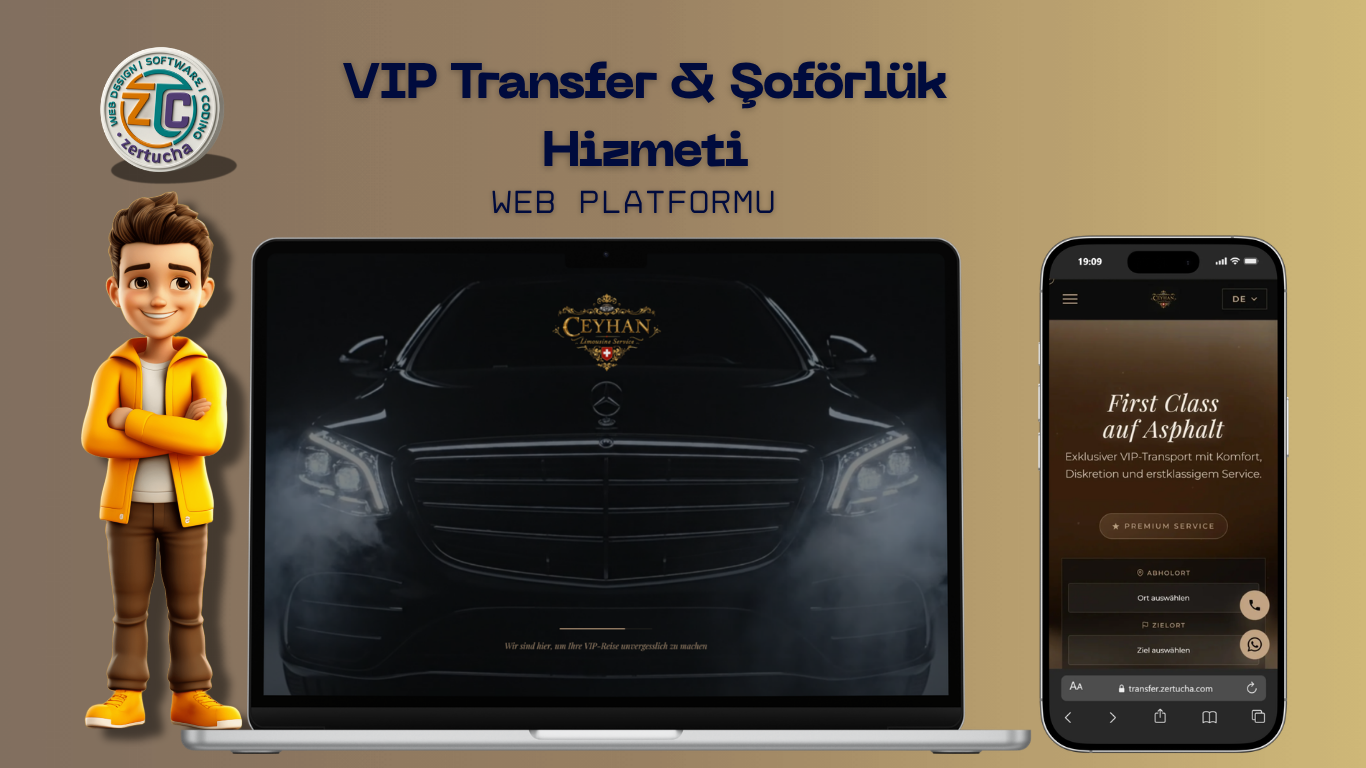 İsviçre ve Almanya pazarına yönelik lüks transfer işletmesi için sıfırdan geliştirilen özel rezervasyon, ödeme ve yönetim sistemi